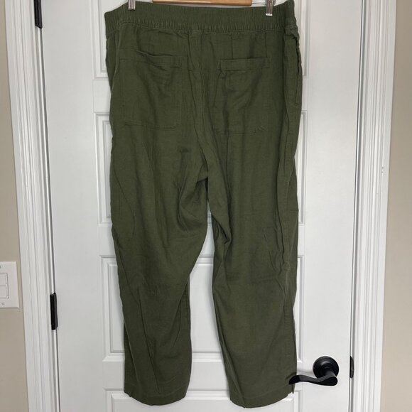 Old Navy High-Rise Straight Pants Womens Size XL Green Linen Rayon Comfort Waist - Picture 3 of 11